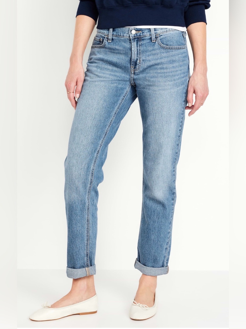 Old Navy Mid-Rise Now Boyfriend Jeans Blue Waist 16 Like New